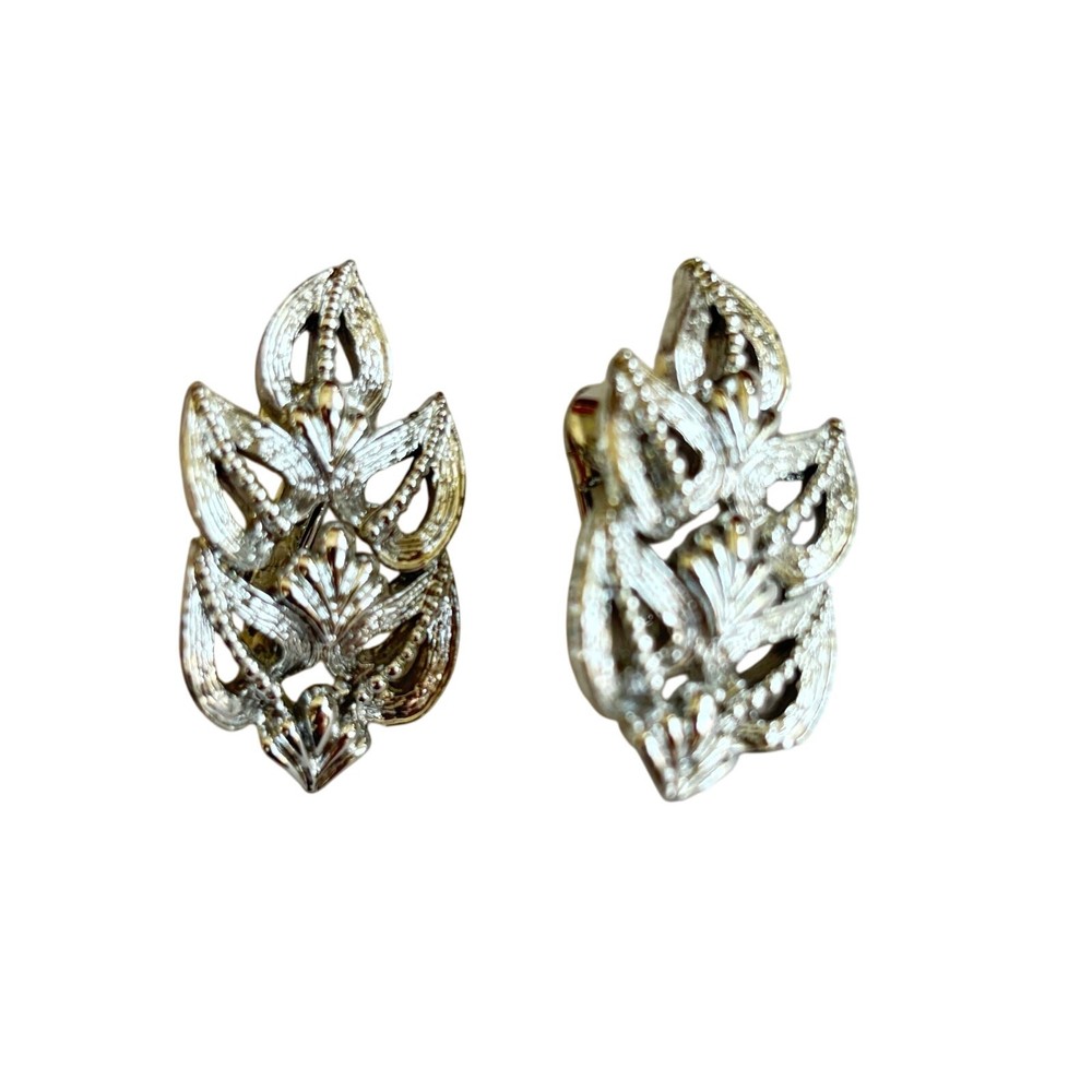 Vintage Coro silver clip on earrings classic Mid Century jewelry career dressy
