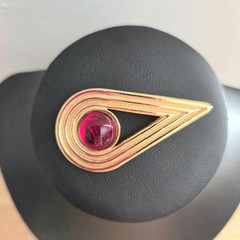 Vintage Modernist Red Cabochon Brooch Pin