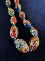 Vintage Murano Millefiori GraduatedGlass Bead Necklace Italian Art Glass 26” FAB