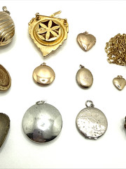 Vintage to Now Jewelry Pendant & Charm Lockets Gold & Silver Tone Lot of 12
