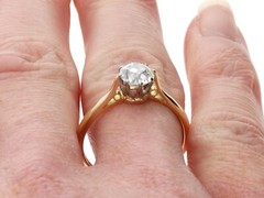 Antique and Vintage 0.80Ct Diamond and 18k Yellow Gold Solitaire Ring