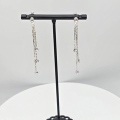 Vintage Sparkly Triple Strand Rhinestone Silver Plate Earrings FREE $HIPPING!