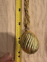 Vintage AVON Gold Tone Egg Shape Perfume Locket Necklace Pendant