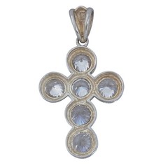 Vintage Sterling Silver 925 Cubic Zirconia Cross Pendant
