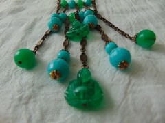 antique metal plastic Buddah dangles beads pendant necklace