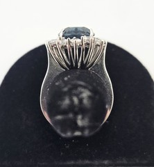 Vintage Sterling Silver Blue Topaz Halo Cocktail Dome Ring Size 6 – 5g