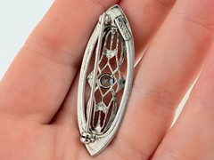 Symmetalic Sterling Silver and 1/20th 14k Gold Blue Topaz Pin Brooch 4g 45mm