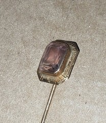 Antique Hat Pin Stick Pin 10k Gold Purple Gemstone ( Amethyst ? )