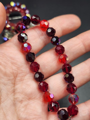 Vintage Red Aurora Borealis Crystal Glass Bead Brooch , Earrings and Bracelet
