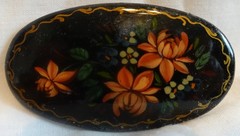 Brooch Flower Black With flowers on it Vintage Made in the USSR