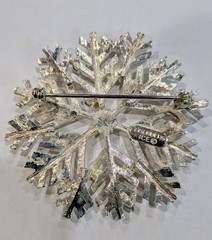 Vintage Eisenberg Ice Signed Snowflake Brooch Silver Tone Rhinestone Pin
