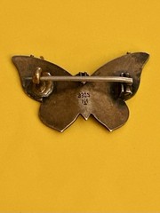 Marius Hammer Butterfly Brooch 930 Silver Blue Enamel Norway Norwegian REPAIR