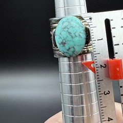 Vtg Silver Tone Faux Turquoise Wide Cigar Band Statement Cocktail Ring Size 5.5