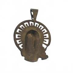 Vintage Gold Tone Head Halo Pendant Brutalist Medallion Charm