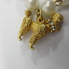 Vintage Charm Bracelet Dogs Rhinestone Accents Simulated Pearl Poodle Dachshund