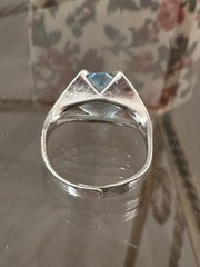 Vintage Park Lane Silver Tone & Icy Blue CZ Rhinestone Ring 5.75 Adjustable