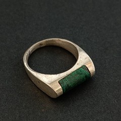Sterling Silver Ring Green Stone Eilat Minimalist Modernist Men’s Pinky Women