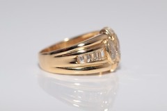 Vintage Circa 1990s 18k Gold Marquise Cut And Baguette Cut Diamond Ring