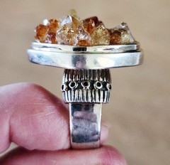 Gorgeous Vintage BARSE 925 Silver Raw Cut Citrine Ring Thailand Bold Brutalist