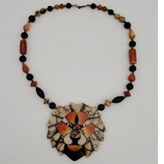 Vintage Lee Sands Lion Head Mosiac Inlay Pendant Necklace – Jewelry