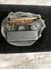 Birds And Blooms Pewter Brooch Pins Limited Edition Set Of 3 Vintage