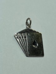 Vintage Wells Sterling Royal Flush Sterling Silver Charm/ Pendant (925)