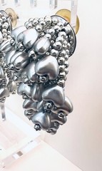 Vintage Silver tone Clustered Heart Pods Post Earrings Plastic Pierced Ears