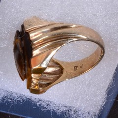Mens Ring Vintage 10k gold Roman Soldier Tigers Eye 7.9g