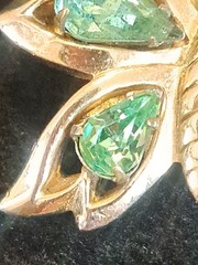 Vintage Barclay Silver Tone Uranium Stones Butterfly Brooch