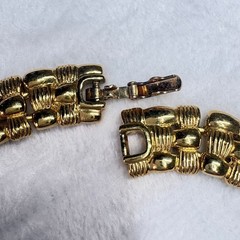 Vintage Napier Textured Link Necklace, Gold‑Tone Cast Chain, 1970s–80s Signed