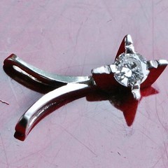 14k white gold pendant 0.20ct FVVS natural diamond solitaire charm handmade 0.7g