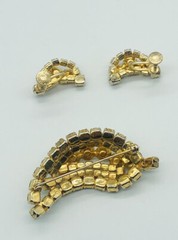 Vtg Signed CONTINENTAL Pink Clear AB Glass Rhinestones Earrings Brooch Pin Set