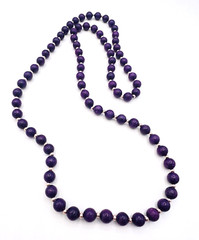 Vintage Beaded Purple Amethyst Necklace 30 in