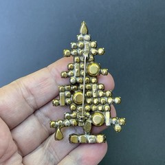 Vintage WEISS Christmas Tree Brooch Signed 6 Six Candle Rhinestone