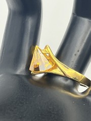 Gold plated fancy cut yellow orange stone cocktail ring size 8.25 vintage