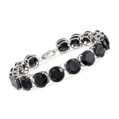 Sterling Silver 925 Natural 50tcw Black Spinel Tennis Bracelet 8″