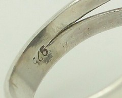 Vintage 925 Sterling Silver Man Made Jasper Composite Black and Gold Oval Ring 7