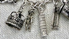 Vtg 800 Silver Charm Bracelet 900 Charms Travel Italy Europe Gondola Eiffel 50g