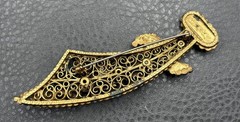Vintage HUGE Korda Thief of Bagdad Scimitar Sword Brooch Enamel Rhinestone