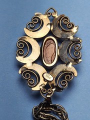 Vintage Hobe Cameo Silver Tone Necklace Intricate Filigree 22″