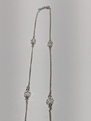 Avon Silver Tone Cable Link Necklace. Stationed Clear Faceted Acrylic Beads 29″