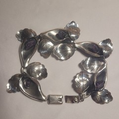 vintage PAR Taxco sterling silver (925) jewelry set with amethyst teardrops.