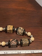 Vintage Leopard Skin Jasper Necklace Hand Knotted Natural Stone Gemstone Beads