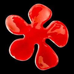 Enamel Flower Brooch Pilgrim Red Pop Art Abstract Flower Pin Vintage Denmark