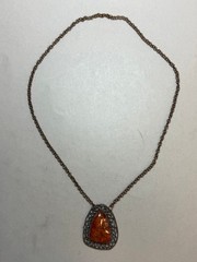Vintage Soviet Baltic Amber Filigree Pendant Necklace 24,2 gr.