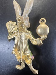 Kirks Folly Alice In Wonderland Folly White Rabbit Pin Brooch 3″ Enamel Crystal