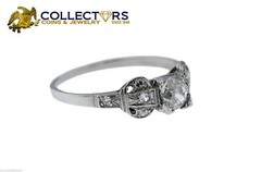 Antique Estate Art Deco Platinum 0.66ct Diamond Engagement Ring Size 8.5 EGL USA