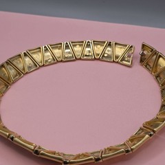 Vintage Brushed Goldtone Choker Statement Architectural structural link 80s 90s