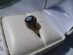 Art Deco Vintage 3Ct Oval Cut Blue Sapphire Women CZ Ring 14K Yellow Gold Plated