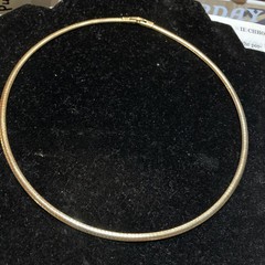 Vintage Gold Tone Omega Chain Choker Necklace 18” Fold Over Clasp